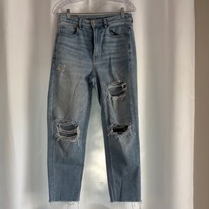 American Eagle Distressed Mom Straight Jeans